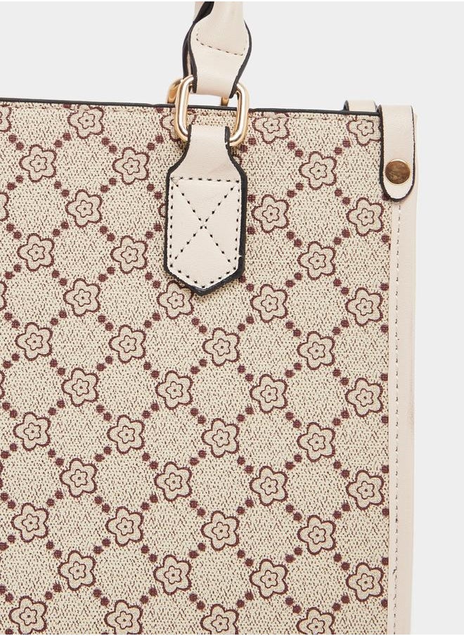 Printed Tote Bag with Card Holder