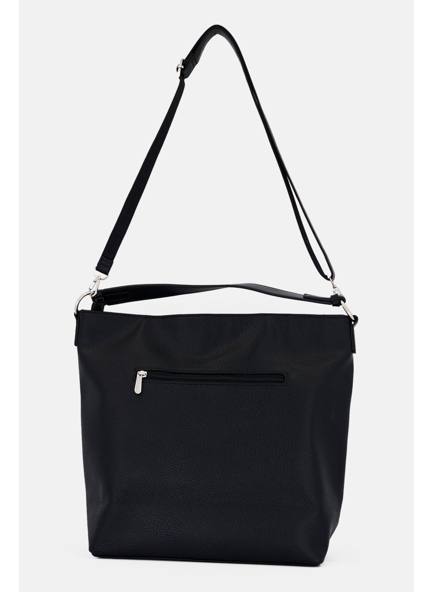 Women Brand Logo Shoulder Bag , Black
