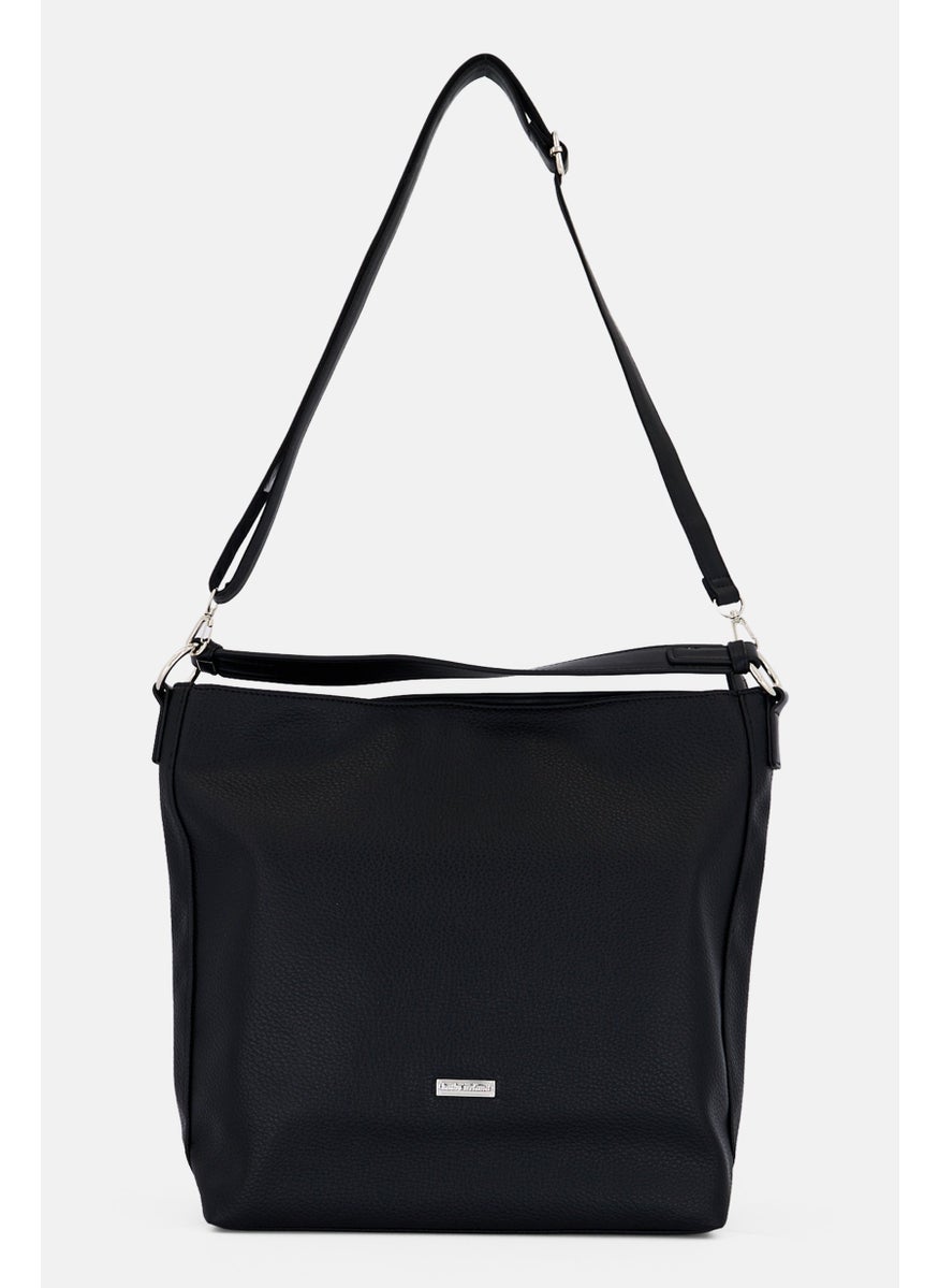 Women Brand Logo Shoulder Bag , Black