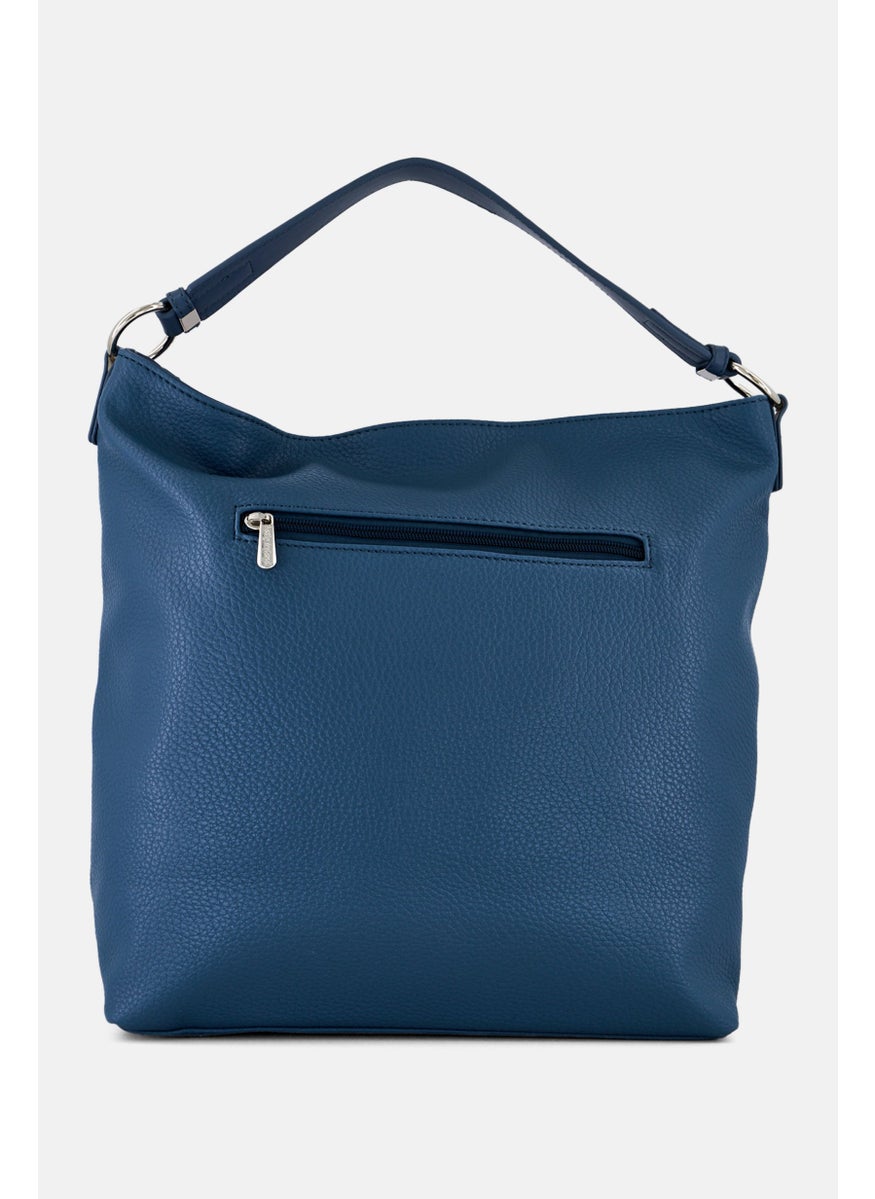 Women Brand Logo Shoulder Bag, Blue