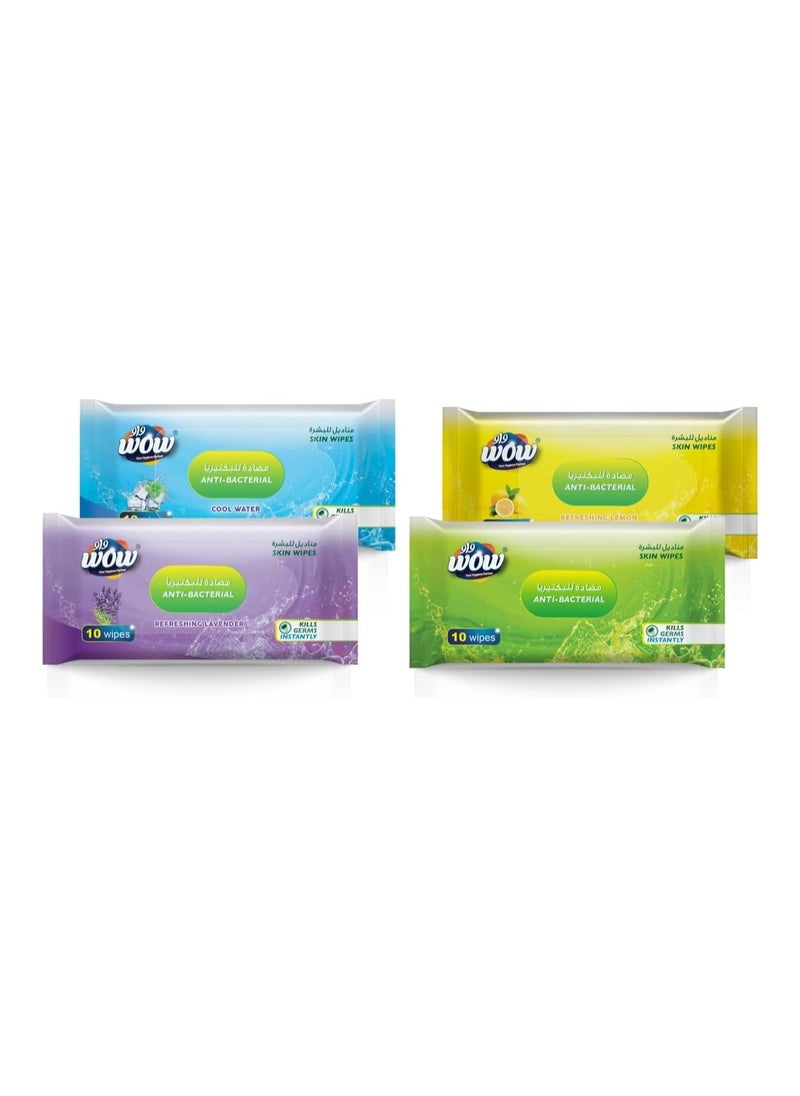 Wow Antibacterial Multi Surface Cleaning Wipes For Effective Germ Protection & Personal Hygiene (Kills 99.9% Of Bacteria), Pack Of 4
