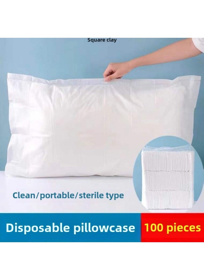 Disposable Pillowcase Sterile Household Pillow Cushion Towel Hospital Bed Pillow Towel Travel Hotel Pillowcase-Color:100 Disposable Pillowcases [single Fold]