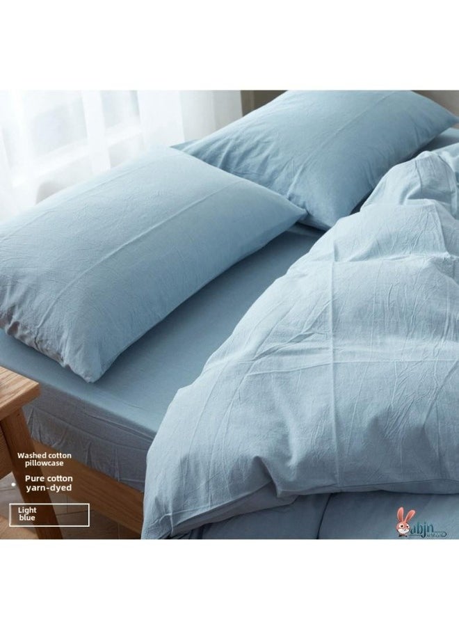 Extra Large Pillowcase Large 60x 90 Extra Large Widened Cushion Cover Pair For Adults Simple Pure Cotton-Color:Light Blue (pair Of Pillowcases)-Specifications:50cmX90cm