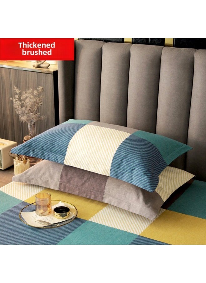 Simple Cotton Pillowcase A Pair Of Cotton Padded Sanding Pillowcase 100 Cotton High-end Single 48cm X 74cm-Color:Happy Time [pair Of Pillowcases]-Specifications:48cmX74cm