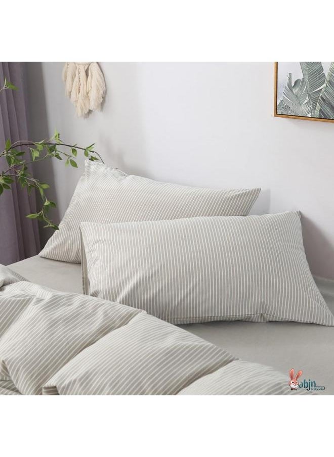 Extra Large Pillowcase Large 60x 90 Extra Large Widened Cushion Cover Pair For Adults Simple Pure Cotton-Color:Rice Vertical Strips (pair Of Pillowcases)-Specifications:50cmx75cm