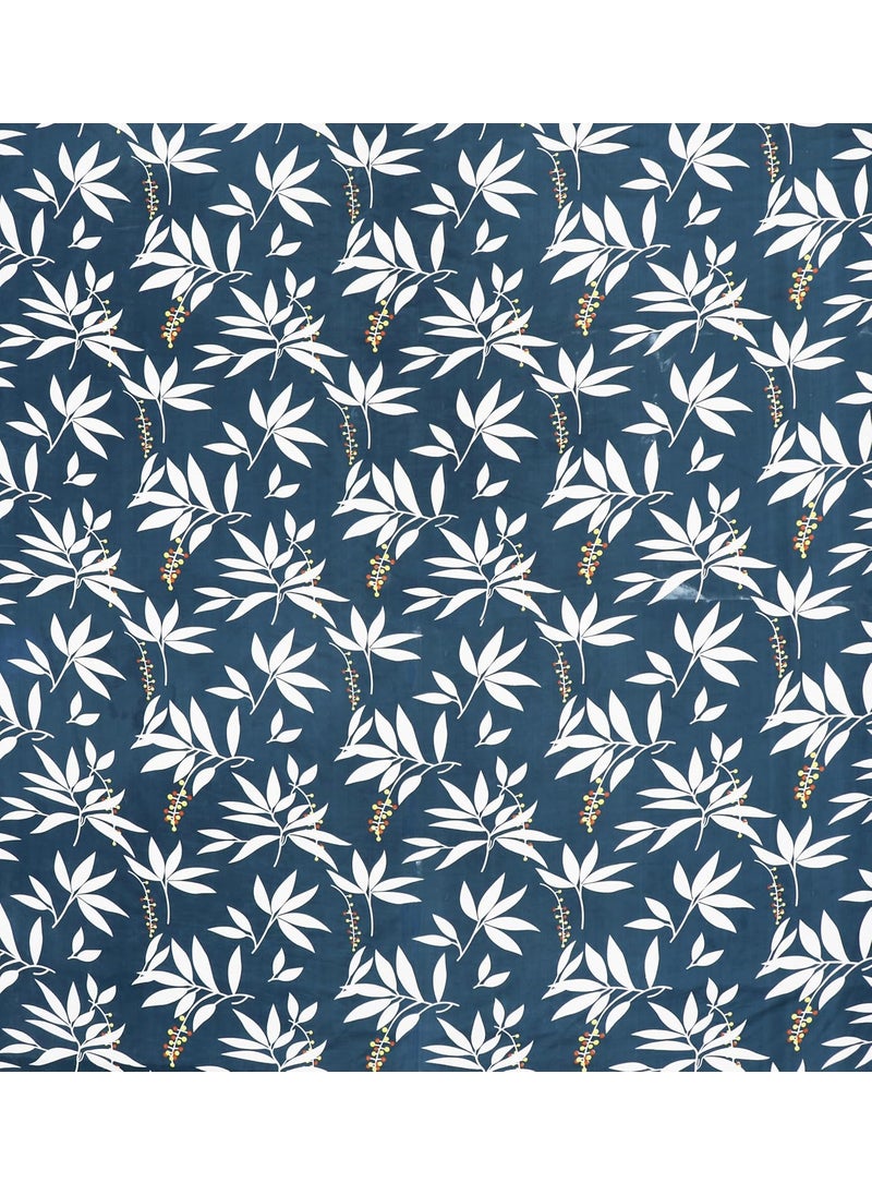 RAREBIRD Microfiber Cotton 250 TC Elastic Fitted Bedsheets with 2 Pillow Covers Double Bed with All Around Elastic Size 72 X 78 X 8 Inches Pack of 1 Grey and White Leaves