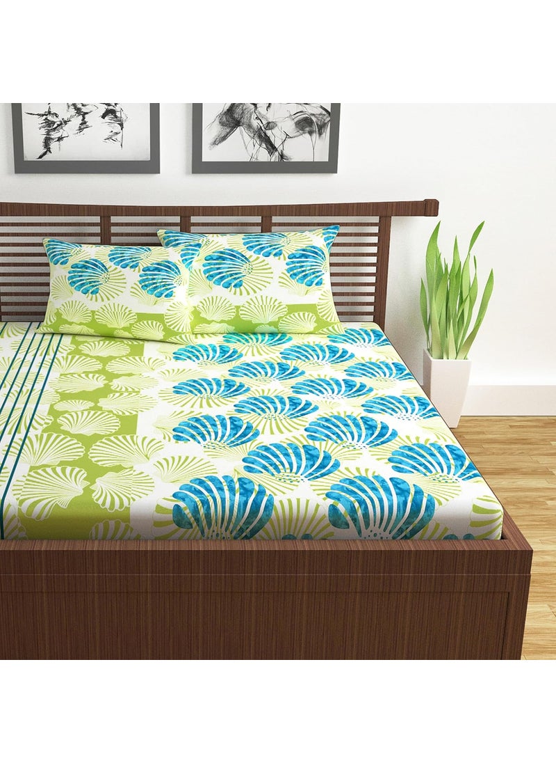 Divine Casa 100 Cotton Bedsheet Set for Double Bed 1 Double Cotton Bedsheet 2 Pillow Covers 144 TC Breathable WrinkleFree Aesthetic Double Bedsheet Set Acid Lime