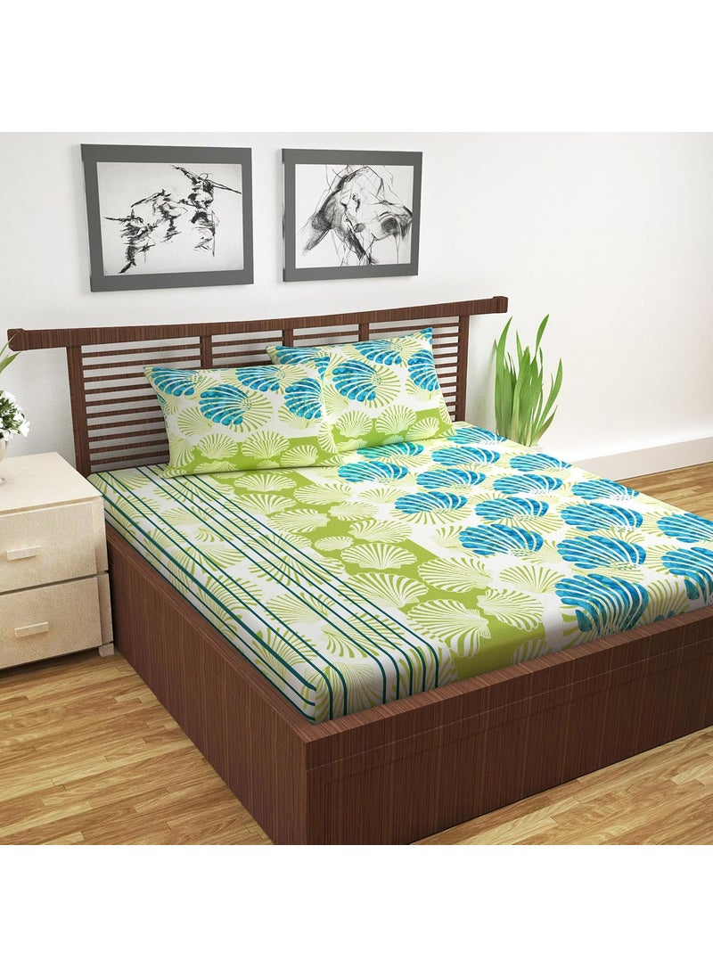 Divine Casa 100 Cotton Bedsheet Set for Double Bed 1 Double Cotton Bedsheet 2 Pillow Covers 144 TC Breathable WrinkleFree Aesthetic Double Bedsheet Set Acid Lime