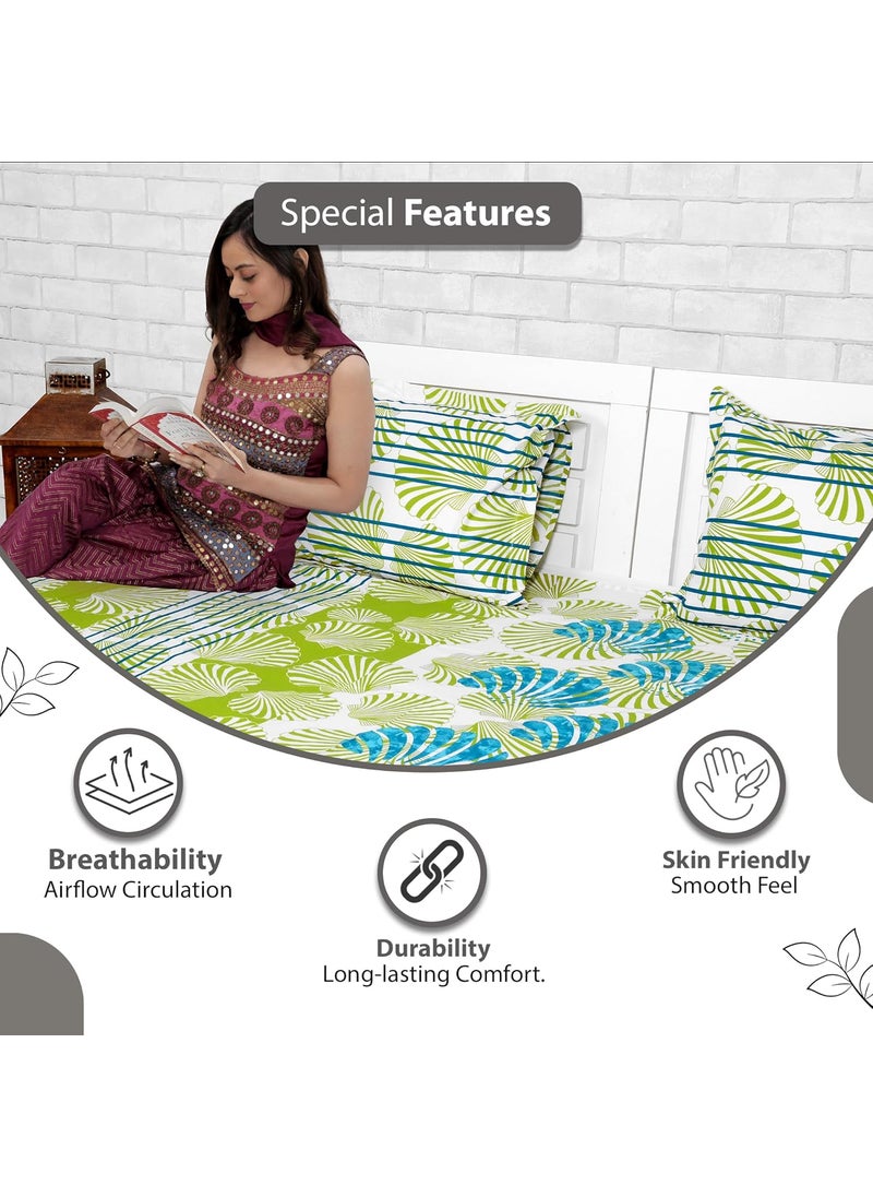 Divine Casa 100 Cotton Bedsheet Set for Double Bed 1 Double Cotton Bedsheet 2 Pillow Covers 144 TC Breathable WrinkleFree Aesthetic Double Bedsheet Set Acid Lime