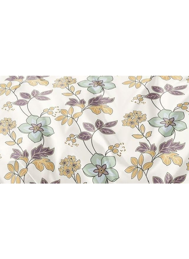 DECOR2ADMIRE 300 Thread Count Cotton Queen Size Floral Printed Double Bedsheet with Two Pillow Covers for Home White Floral