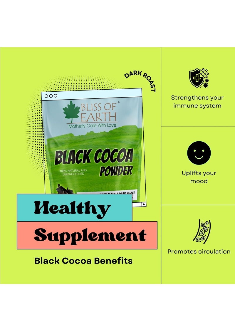 Black Cocoa Powder Natural and Unsweetened Carbon Black & Dark Roast Perfect for Cooking & Baking Cakes Biscuits Oreo Chocolates Smoothies 1KG