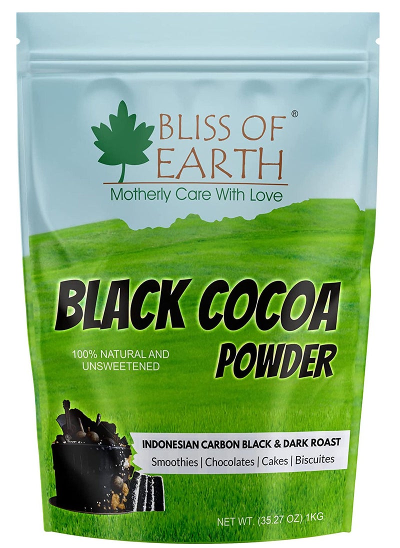 Black Cocoa Powder Natural and Unsweetened Carbon Black & Dark Roast Perfect for Cooking & Baking Cakes Biscuits Oreo Chocolates Smoothies 1KG