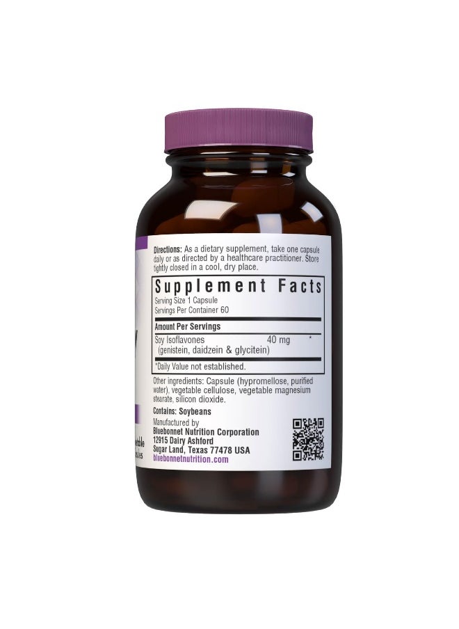 Bluebonnet Nutrition Non-GMO Soy Isoflavones, Bone Health*, Vegan, Kosher Parve, Gluten-Free, 60 Vegetable Capsules, 60 Servings