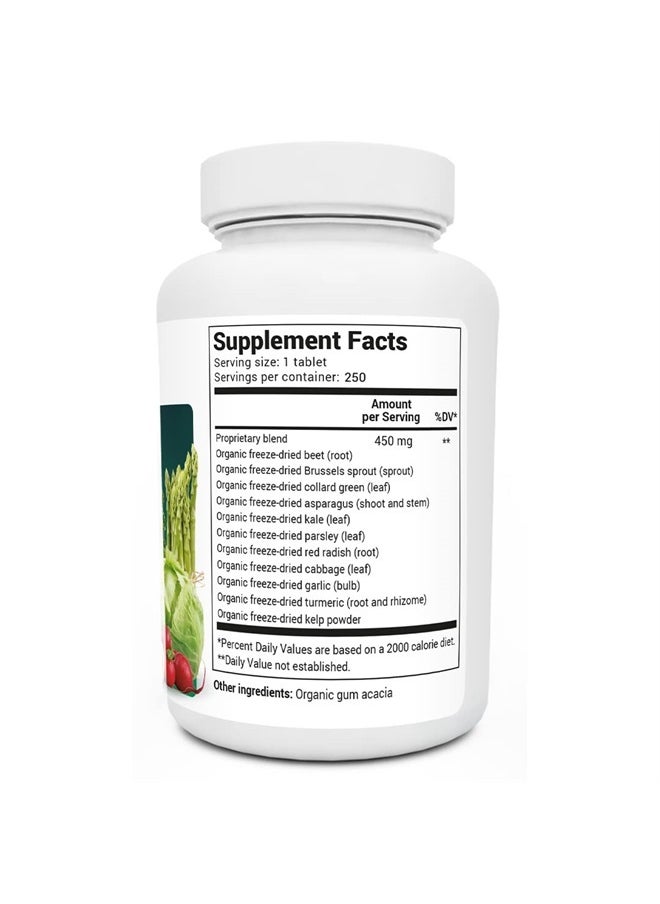 Dr. Berg's Greens Superfood Cruciferous Vegetable Tablets - Vegetable Supplements for Adults w/ 11 Phytonutrient Super Greens Tablets - Energy, Immune System & Liver Veggie Tablets - 250 Tablets