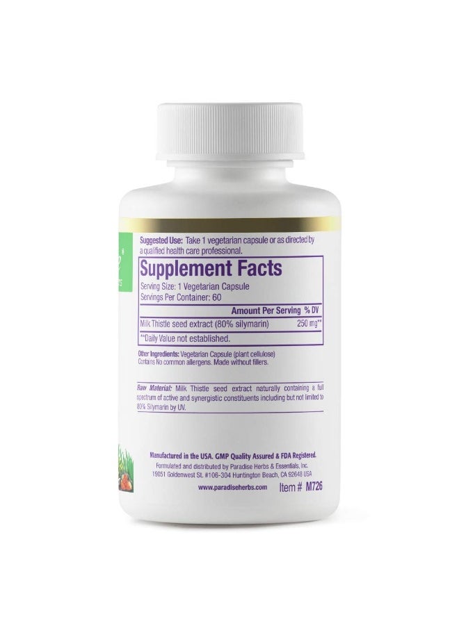 Milk Thistle, Active Whole Spectrum Extract, Vegan, Non GMO, Gluten Free, 60 Vegetarian Capsules