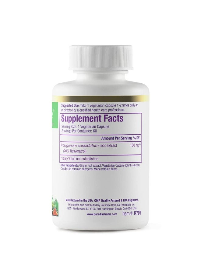 Resveratrol, Antioxidant, Super Potent, Ultra Pure, Vegan, Non GMO, Gluten Free, 60 Vegetarian Capsules