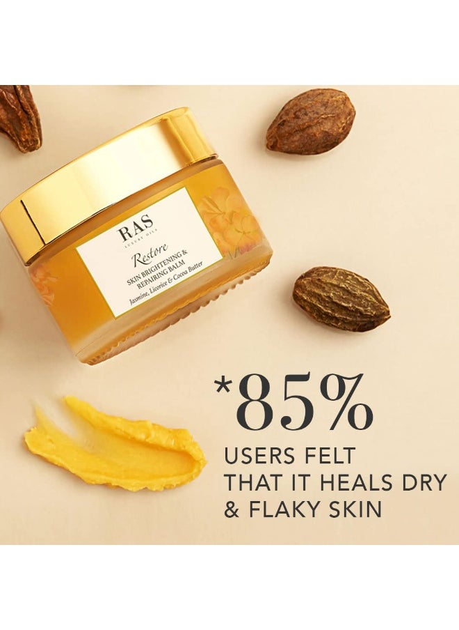 Luxury Oils Restore Repairing & Brightening Skin Moisturizer Balm for Dry Dull skin with Jasmine, Licorice & Cocoa butter 50g