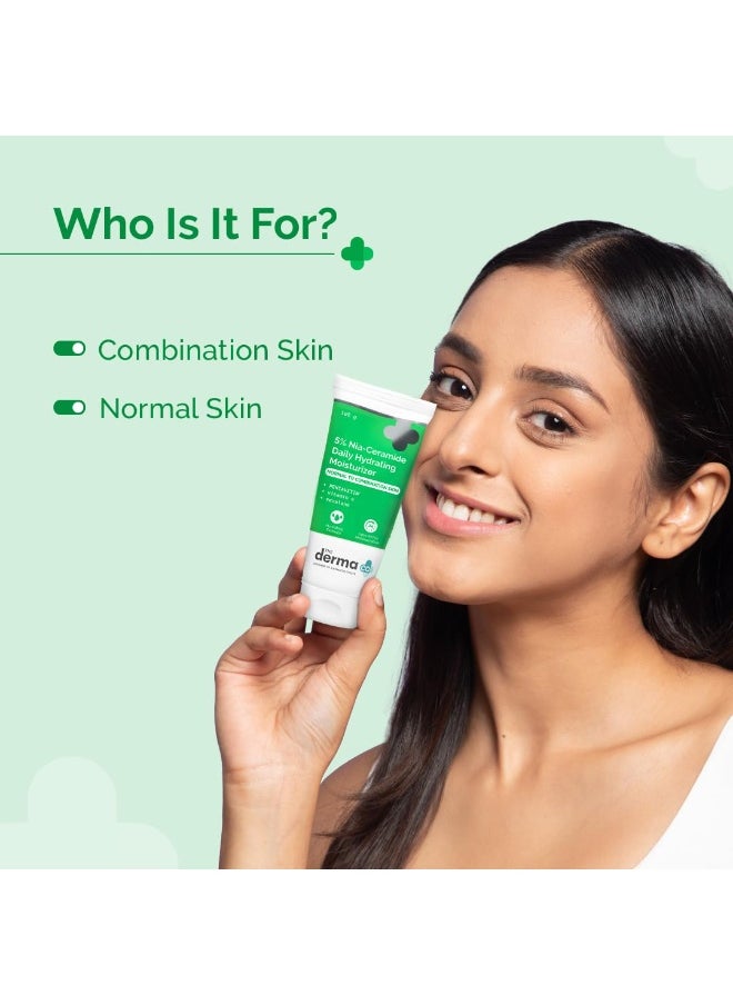 5% Nia-Ceramide Daily Hydrating Moisturizer| For Normal to Combination Skin | 24 hrs. Moisturization | 5% Niacinamide, 2% Ceramide | PENTAVITIN, Vitamin E & Squalane | Non sticky -100g
