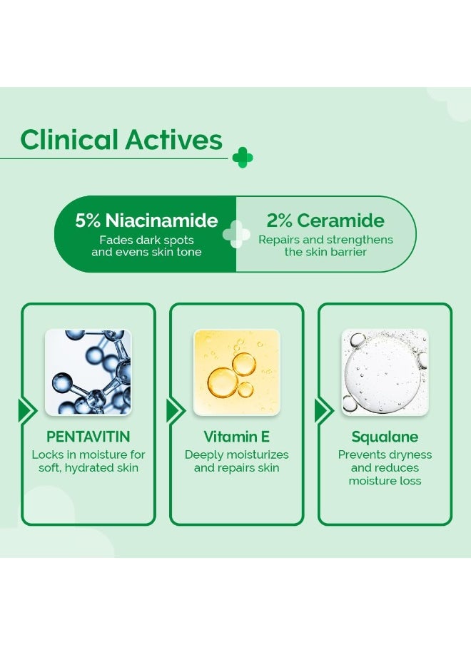 5% Nia-Ceramide Daily Hydrating Moisturizer| For Normal to Combination Skin | 24 hrs. Moisturization | 5% Niacinamide, 2% Ceramide | PENTAVITIN, Vitamin E & Squalane | Non sticky -100g