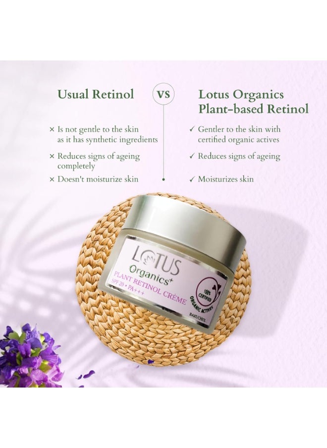 Organics+ Bakuchiol Plant Retinol Face Crème | Reduces Fine Lines & Wrinkles | Anti-Ageing | 100% Certified Organic Bakuchiol | All Skin Types | 50g