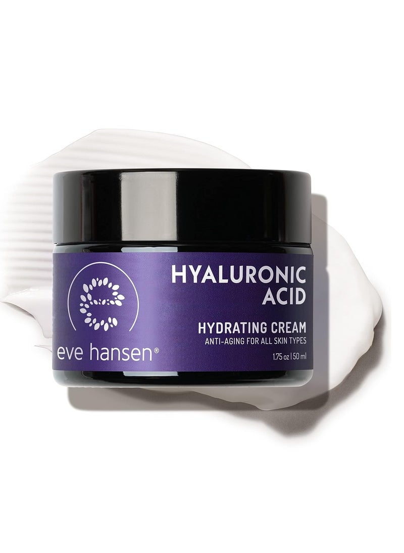 Eve Hansen Hyaluronic Acid Cream for Face | Natural Face Moisturizer, Neck Cream, Anti-Wrinkle Cream | Anti Aging Face Cream for Women, Mens Moisturizer for Face w/Organic Botanical Extracts 1.75oz