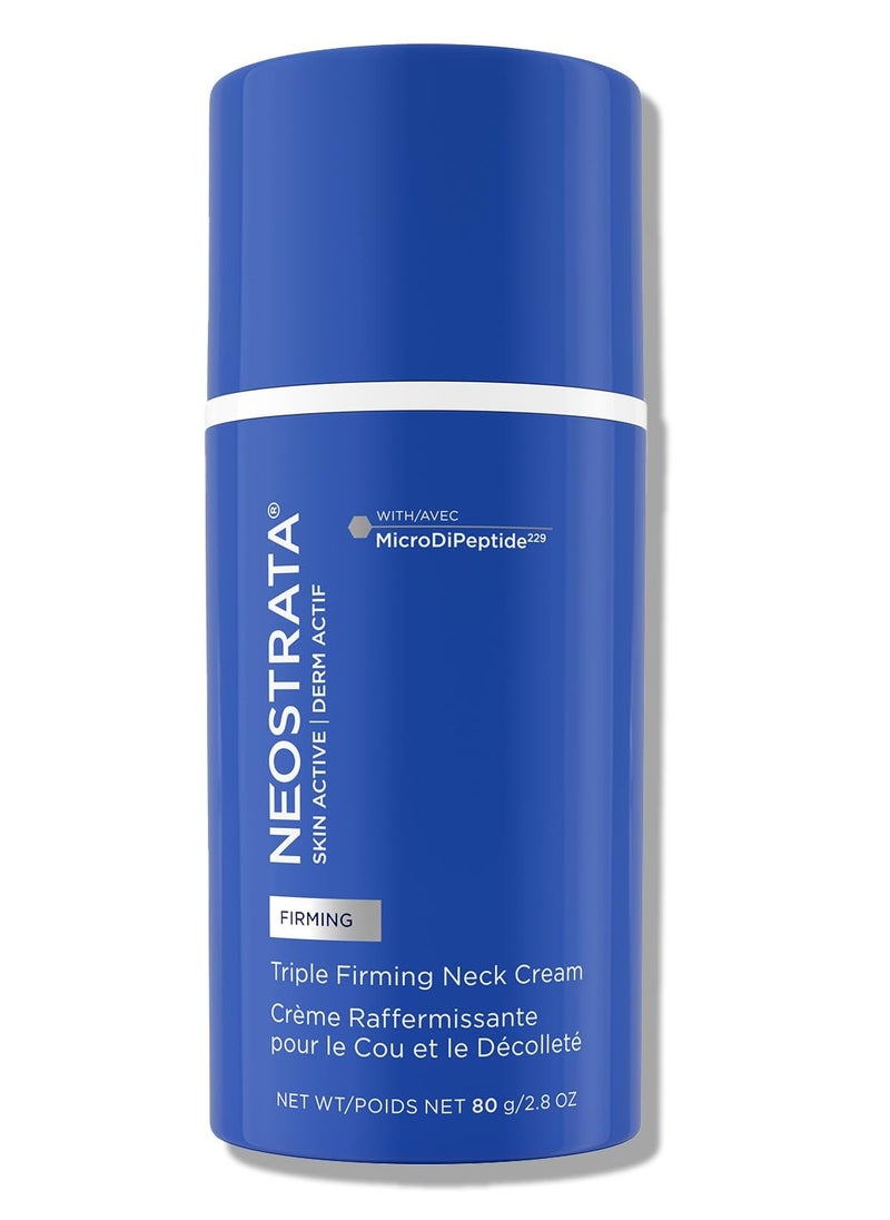 NEOSTRATA Skin Active Triple Firming Neck Cream, Anti-Aging Moisturizer with MicroDiPeptide229 to Tighten and Smooth Wrinkles Neck & Décolletage, Fragrance Free, For all Skin Types, 80g