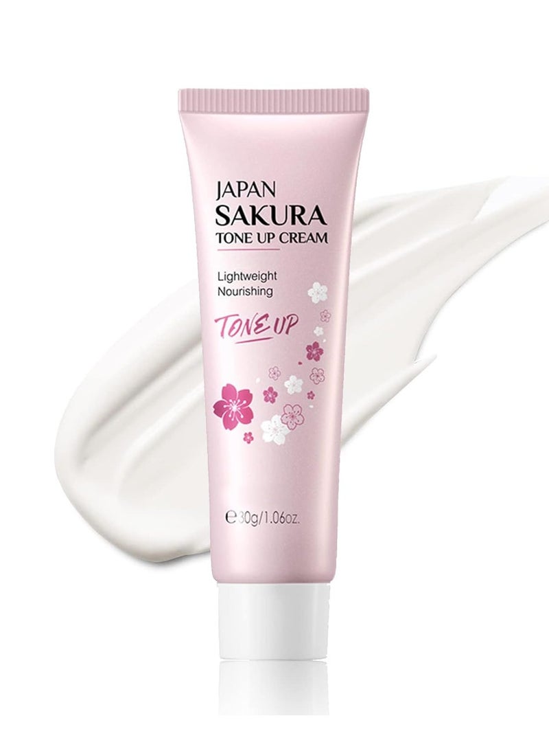 Facial Moisturizer Tone-up Cream, Sakura Essence Glow Cream Face Moisturizer Cream 1.06 Fl OZ Hydrating & Smooth Dry Skin Lightweight Nourishing Facial Skin Instant Tone-Up Lazy Face Cream