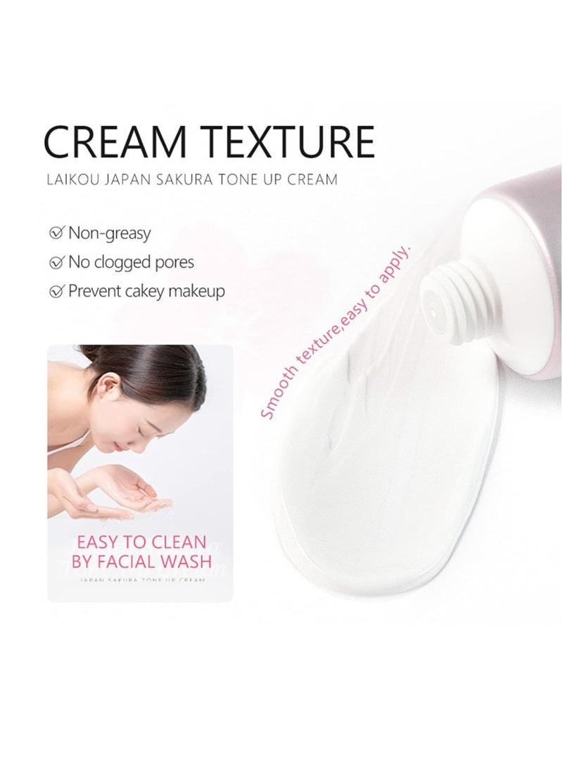 Facial Moisturizer Tone-up Cream, Sakura Essence Glow Cream Face Moisturizer Cream 1.06 Fl OZ Hydrating & Smooth Dry Skin Lightweight Nourishing Facial Skin Instant Tone-Up Lazy Face Cream