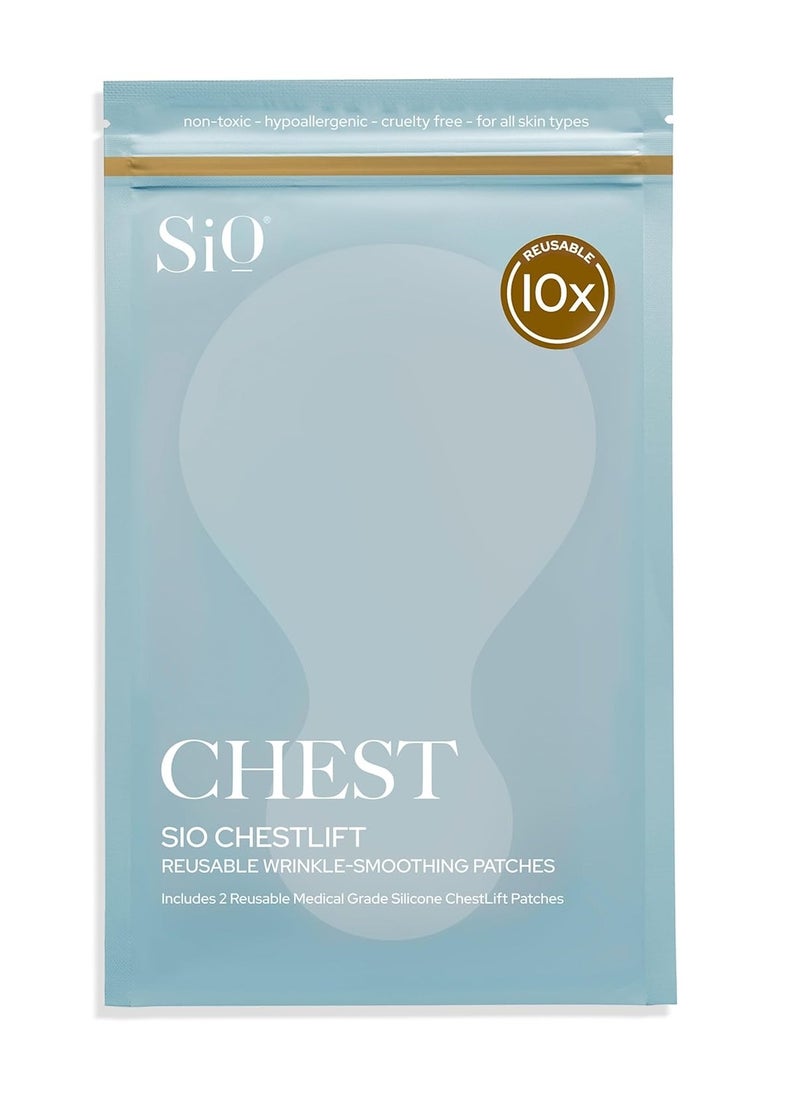 SiO Beauty ChestLift - Chest Anti-Wrinkle Pad 4 Weeks Supply - Overnight Smoothing Silicone Pad For Cleavage & Decollete Skin