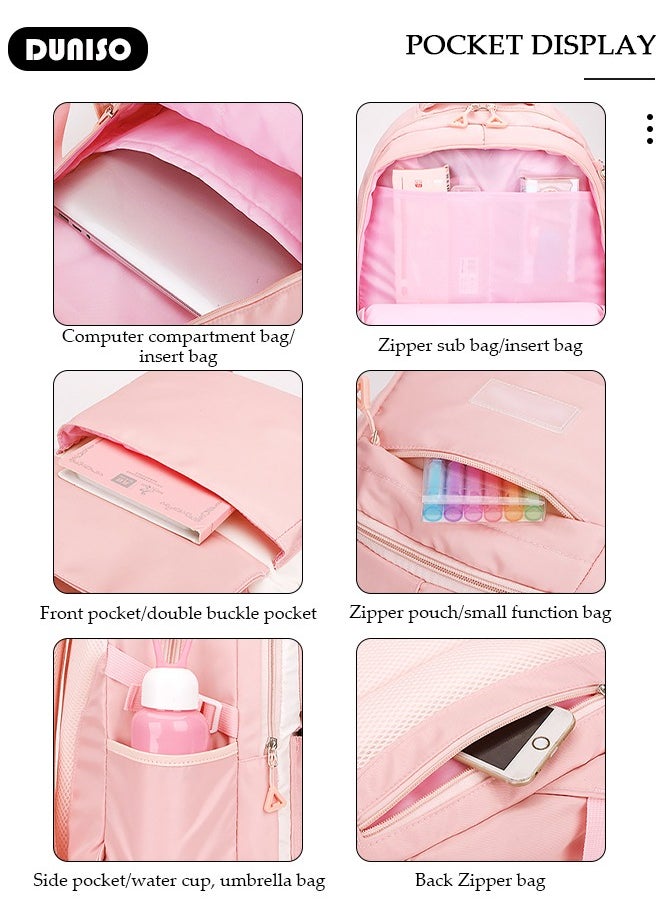 Oxford Cloth Primary School Small Kids Backpack,Waterproof Large Capacity Lightweight Simple Casual Cute School Bag With Cartoon Decoration,Breathable School Book Bag with Adujustable Strap and Bottle Side Pockets for Aged 6-10,Suitable for Kindergarten Outing And School