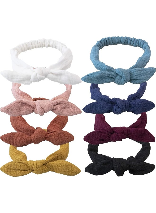 XIMA 8pcs Headbands for Girls, Cotton Rabbit Ears Headband for Toddlers Teens Children, Removable Rabbit Ear Bow Kids Hair bands Accessories