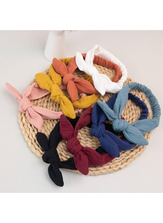XIMA 8pcs Headbands for Girls, Cotton Rabbit Ears Headband for Toddlers Teens Children, Removable Rabbit Ear Bow Kids Hair bands Accessories