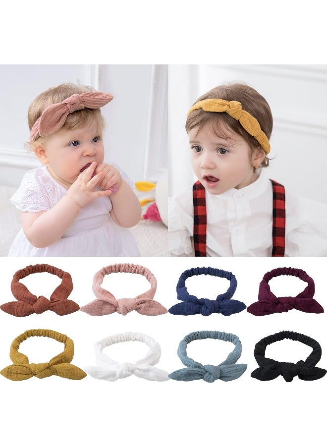 XIMA 8pcs Headbands for Girls, Cotton Rabbit Ears Headband for Toddlers Teens Children, Removable Rabbit Ear Bow Kids Hair bands Accessories