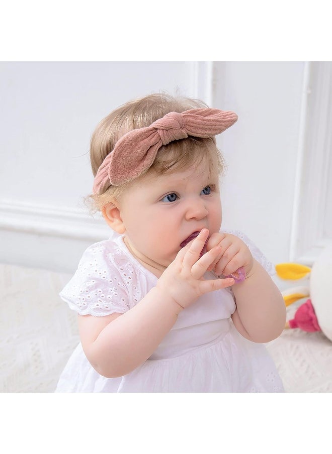 XIMA 8pcs Headbands for Girls, Cotton Rabbit Ears Headband for Toddlers Teens Children, Removable Rabbit Ear Bow Kids Hair bands Accessories
