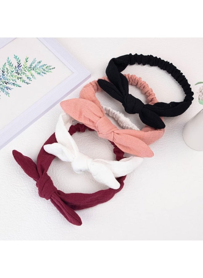 XIMA 8pcs Headbands for Girls, Cotton Rabbit Ears Headband for Toddlers Teens Children, Removable Rabbit Ear Bow Kids Hair bands Accessories