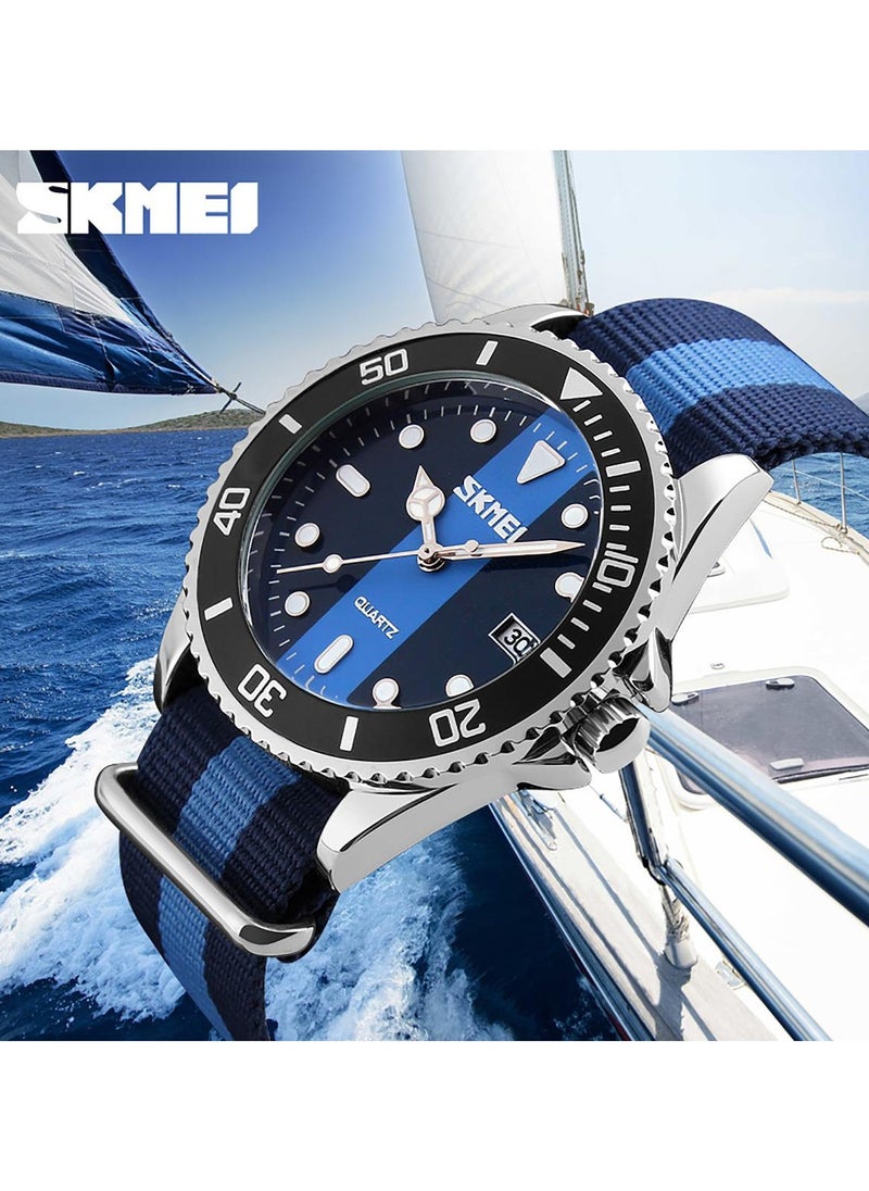 Skmei Casual Men Watch Transparent Dial Comfort Nylon Strap Date Display