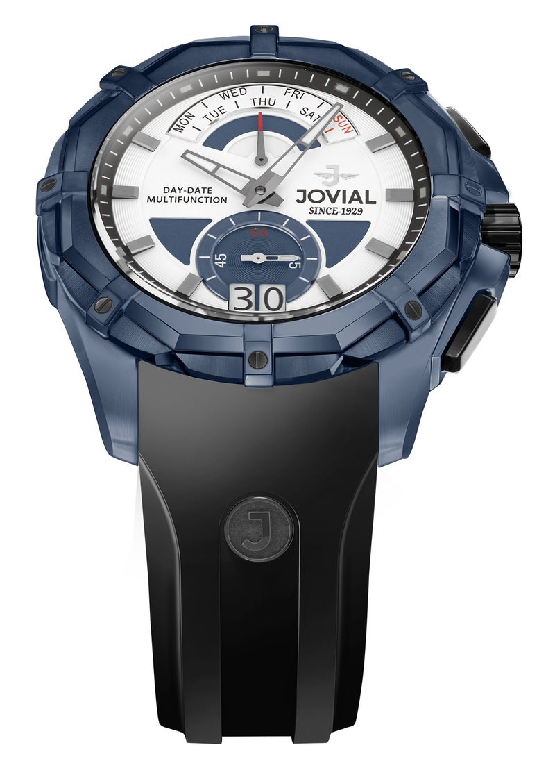 JOVIAL 12051GBRC11, Multifunction, DUALITY COLLECTION combines precision and versatility with its bold multifunction design and dual day-date display for those who value both style and function.