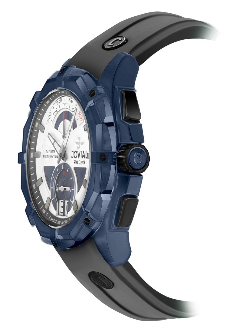 JOVIAL 12051GBRC11, Multifunction, DUALITY COLLECTION combines precision and versatility with its bold multifunction design and dual day-date display for those who value both style and function.