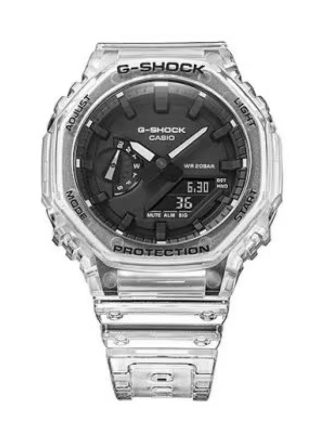 G-Shock GA-2100SKE-7ADR Men's Transparent Watch – Carbon Core Guard, Shock Resistant, 200M Water Resistant, Analog-Digital, LED Light, World Time, Skeleton Series