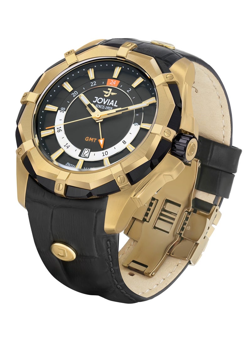 JOVIAL 12042GGLQ13, GMT, MERIDIAN COLLECTION combines precision and global versatility with its GMT function, perfect for those who navigate time across borders.