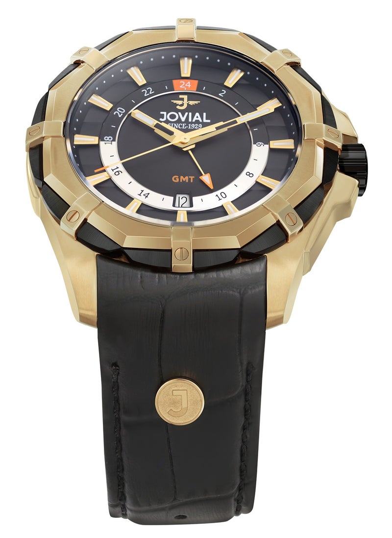 JOVIAL 12042GGLQ13, GMT, MERIDIAN COLLECTION combines precision and global versatility with its GMT function, perfect for those who navigate time across borders.