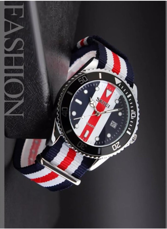 Skmei Casual Men Watch Transparent Dial Comfort Nylon Strap Date Display