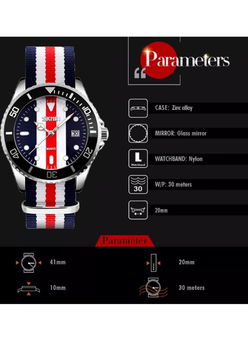 Skmei Casual Men Watch Transparent Dial Comfort Nylon Strap Date Display