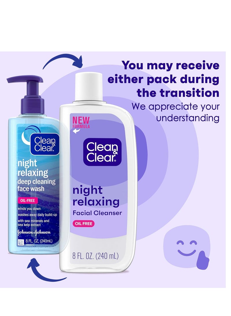 Clean & Clear Night Relaxing Deep Cleaning Face Wash, 8 Fluid Ounce (Packaging May Vary)