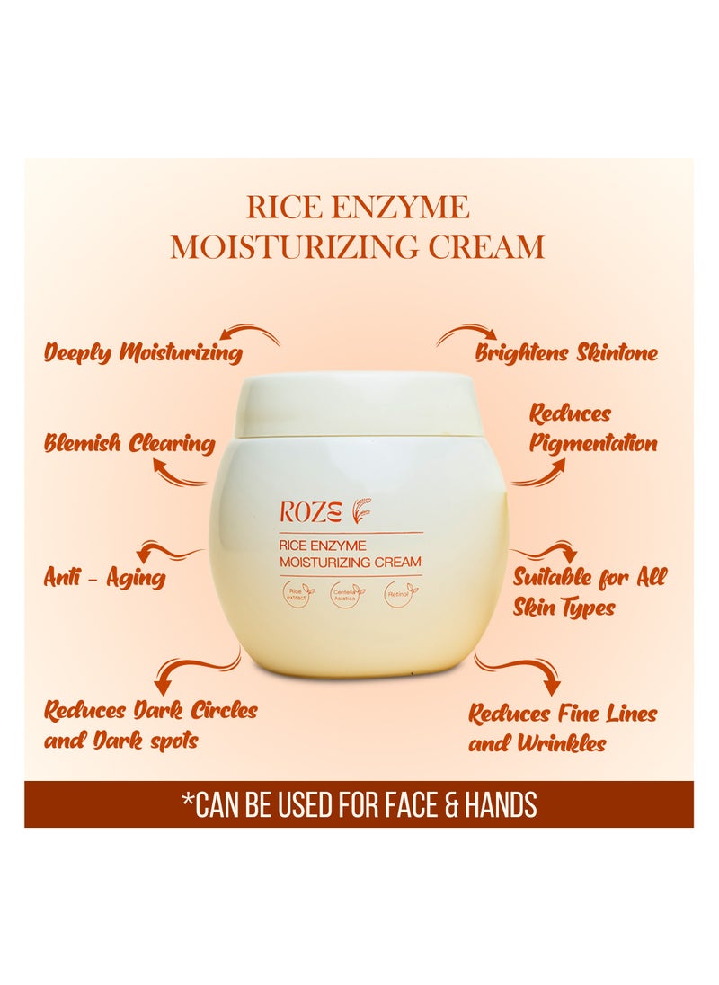 Roze Skin Care Set | Rice Facial Cleanser 120ml | Rice Enzyme Moisturizing Cream 50g | No Dark Spots | Radiant Glow