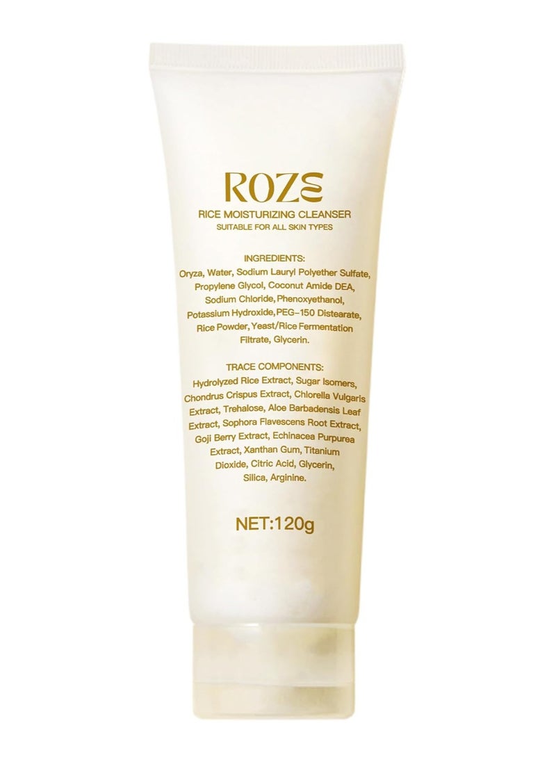 Roze Skin Care Set | Rice Facial Cleanser 120ml | Rice Enzyme Moisturizing Cream 50g | No Dark Spots | Radiant Glow
