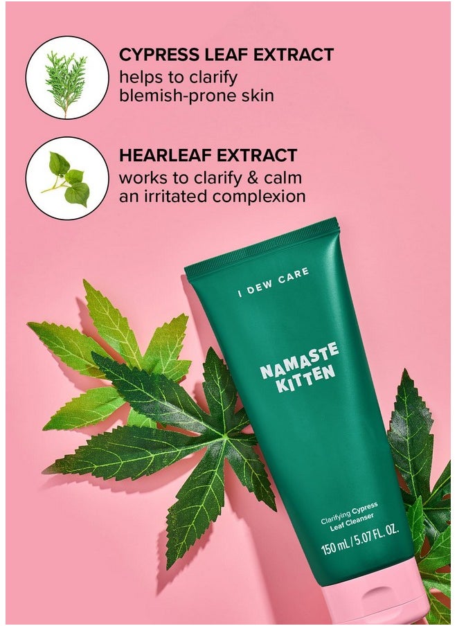 I DEW CARE Korean Acne Face Wash - Namaste Kitten | Clarifying Heartleaf Facial Foam Cleanser | Makeup Cleansing Foam | Korean Skincare, Vegan, Cruelty-free, Paraben-free
