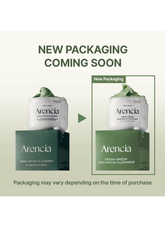 Arencia Korean Rice Mochi Face Cleanser - Face Mask, Foaming Cleanser, Gentle Scrub All in One - Deep Cleansing, Moisturizing, Pore Minimizing, Removing Blackhead- with Rice Water & Green Tea, Mugwort