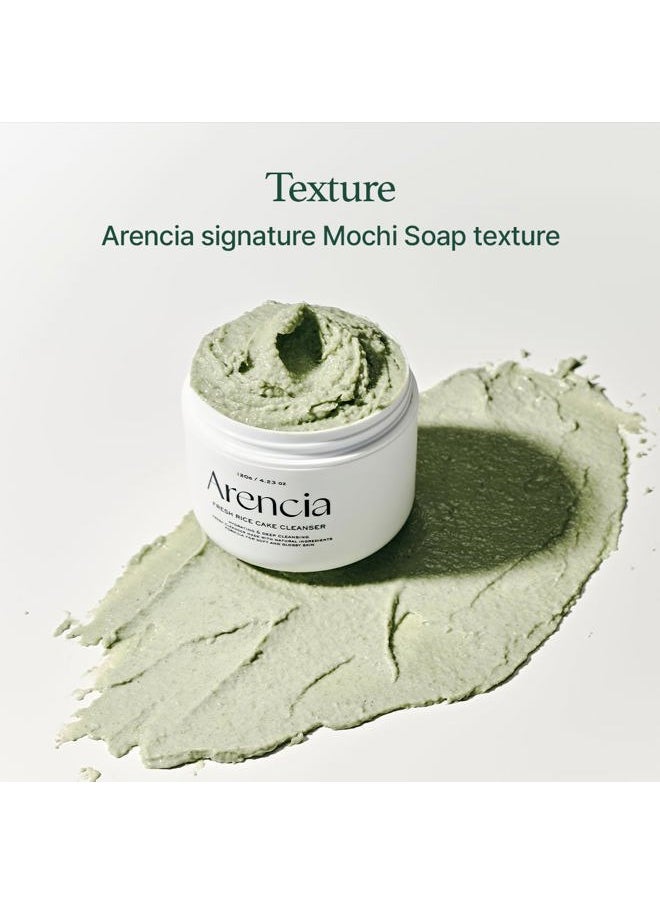 Arencia Korean Rice Mochi Face Cleanser - Face Mask, Foaming Cleanser, Gentle Scrub All in One - Deep Cleansing, Moisturizing, Pore Minimizing, Removing Blackhead- with Rice Water & Green Tea, Mugwort