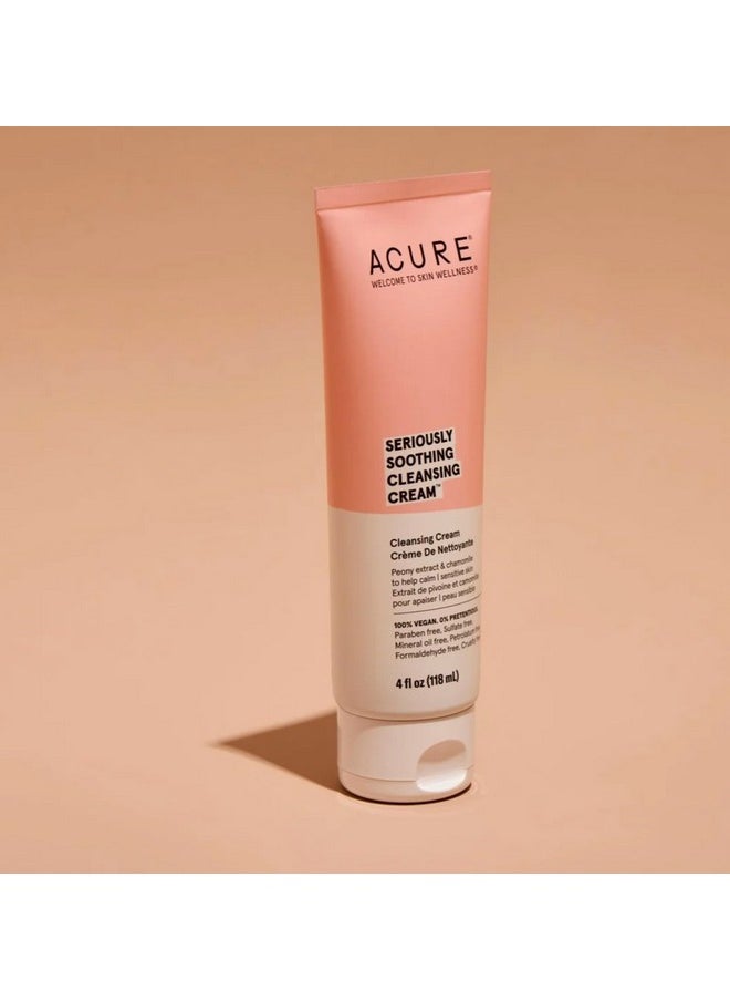 ACURE Seriously Soothing Cleansing Cream | 100% Vegan | For Dry to Sensitive Skin | Peony Extract & Chamomille - Soothes , Hydrates & Cleanses | 4 Fl Oz